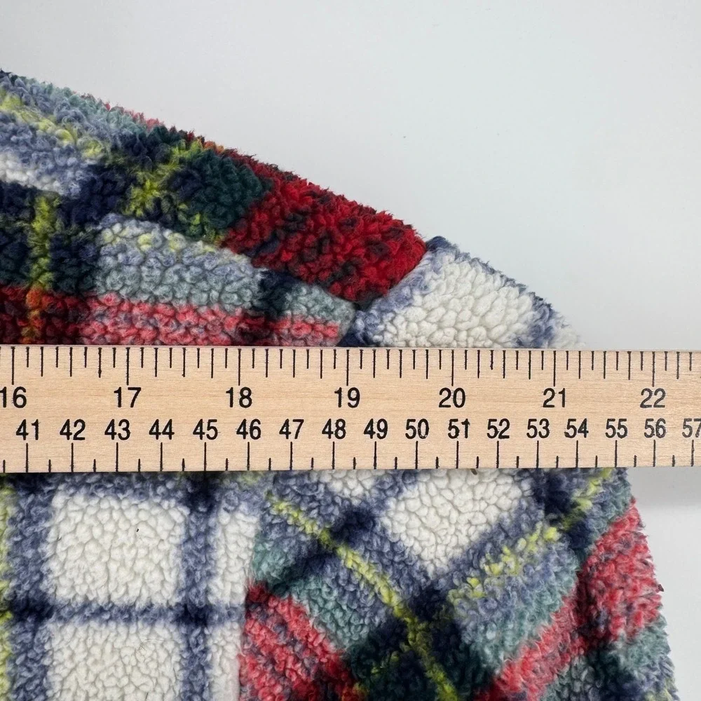 Vineyard Vines Women XL Plaid Sherpa Fleece Quarter Zip Pullover Red Green White - Picture 3 of 12